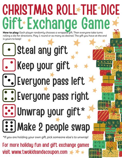 Gift Exchange Dice Game Free Printable